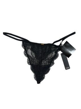 BeMe Women’s Black Lace Thong Medium Floral Scalloped Stretch Sexy Style
